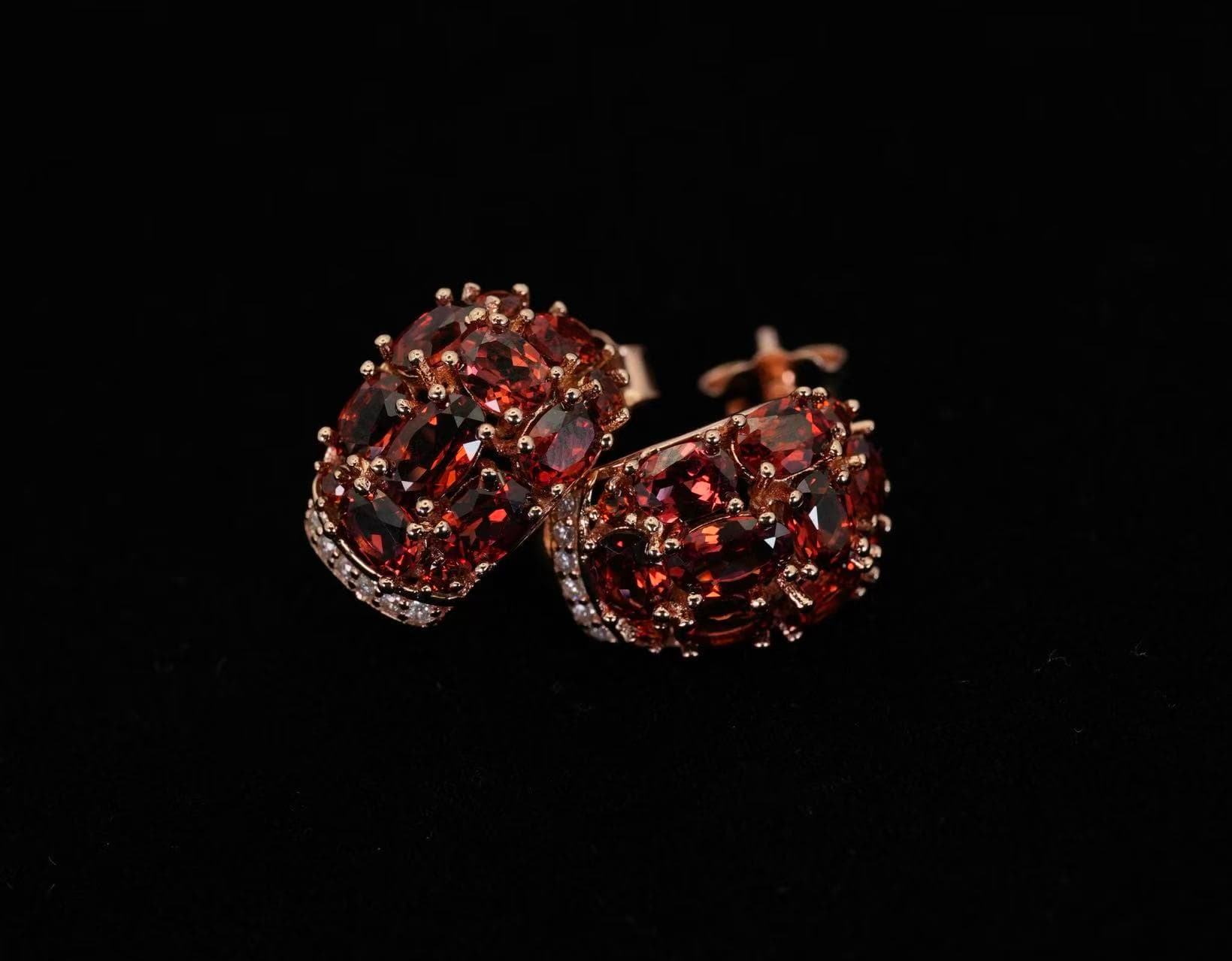 Crimson Cluster Huggie Earrings