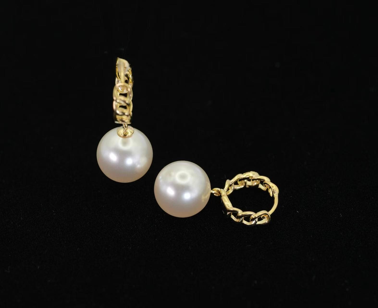 Pearl Chain Huggie Earrings